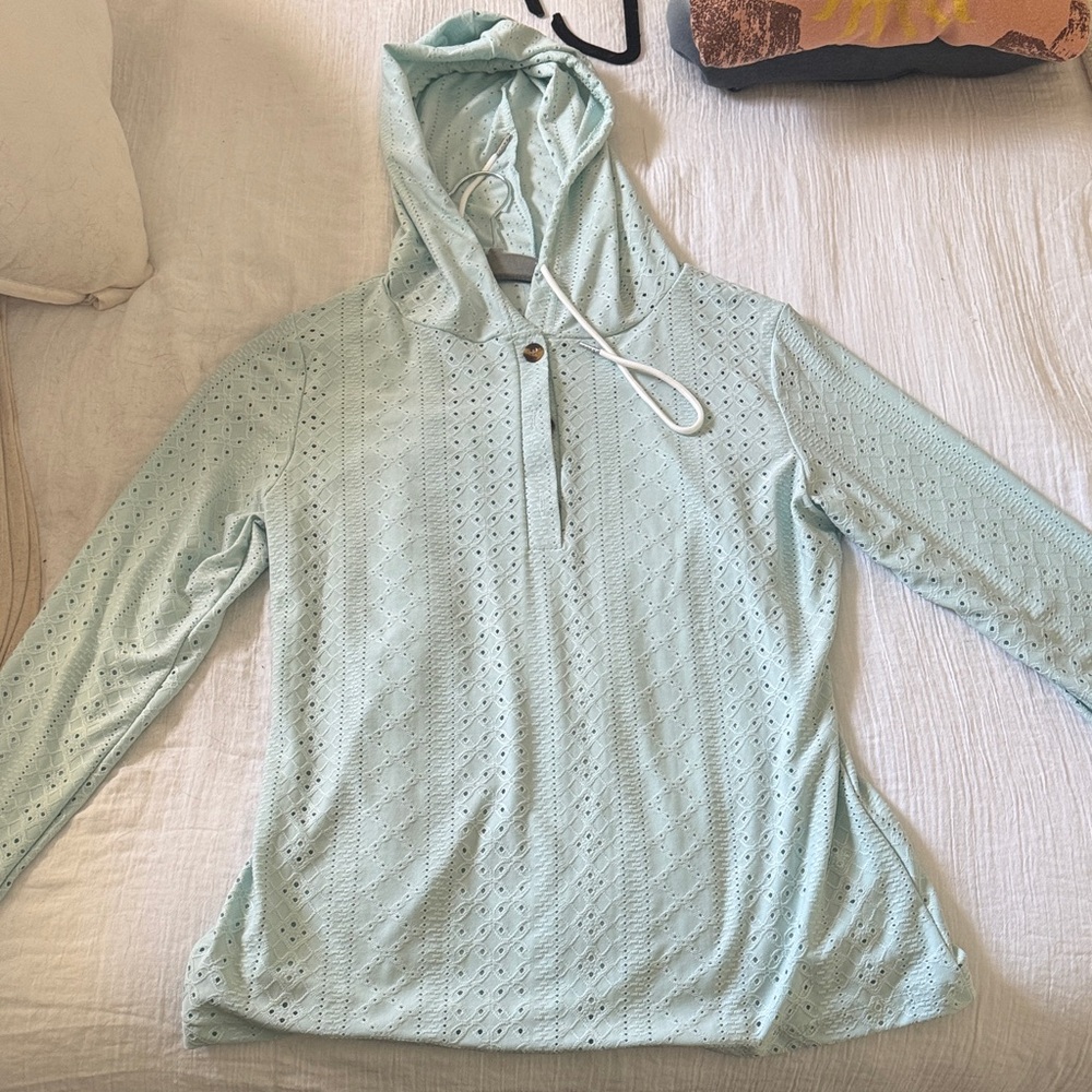 Light Blue Eyelet Hoodie
